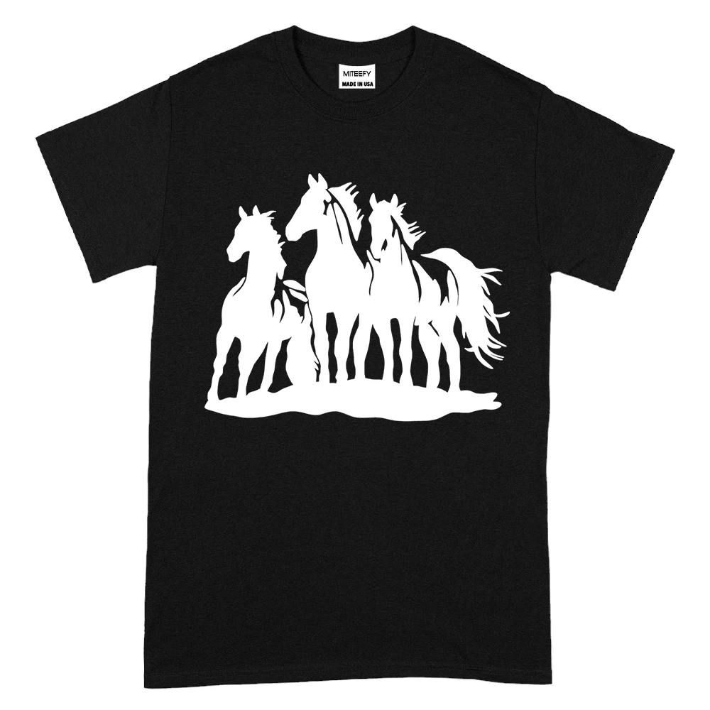 Horse White Running TShirt - Black