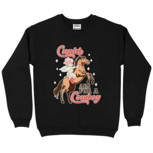 Cupid Aim For A Cowboy Valentine's Day Sweatshirt - Black