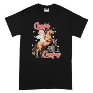 Cupid Aim For A Cowboy Valentine's Day TShirt - Black