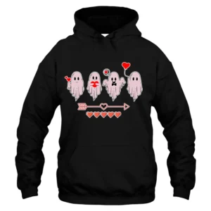 Four Ghost Valentine's Day Hoodie - Black