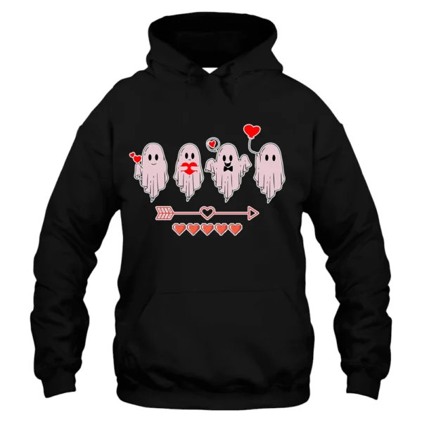 Four Ghost Valentine's Day Hoodie - Black