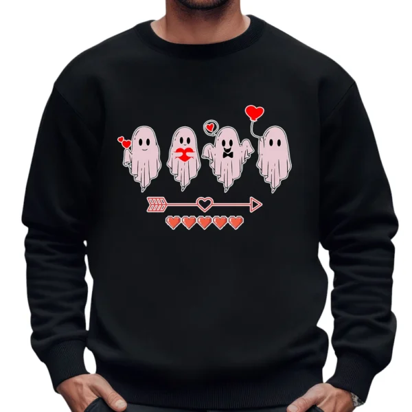 Four Ghost Valentine's Day Sweatshirt - Black