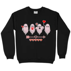 Four Ghost Valentine's Day Sweatshirt - Black