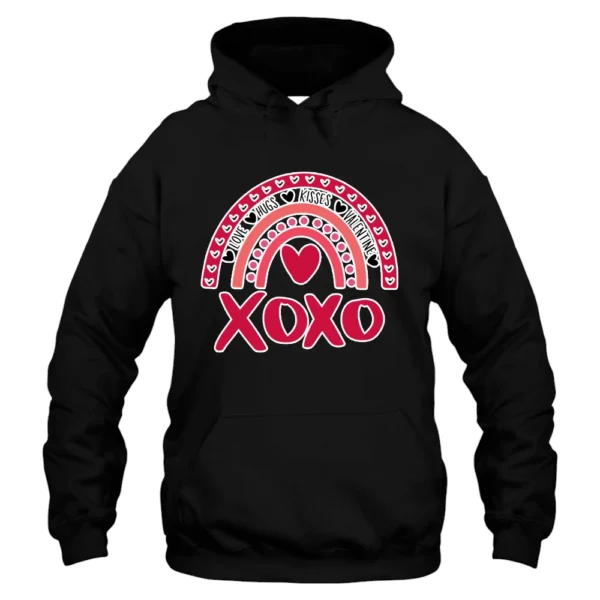 XOXO Love Hugs Kisses Valentine's Day Hoodie - Black