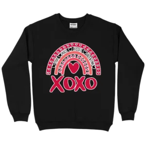 XOXO Love Hugs Kisses Valentine's Day Sweatshirt - Black