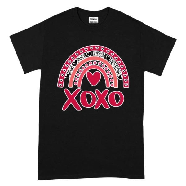 XOXO Love Hugs Kisses Valentine's Day TShirt - Black