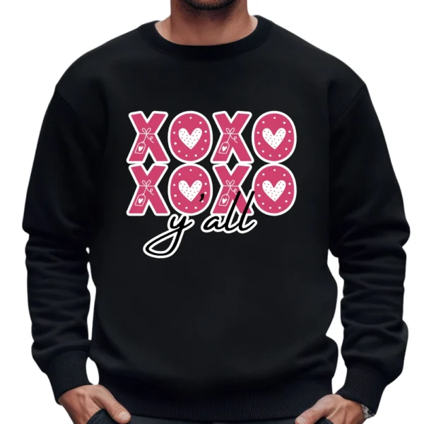 XOXO Y'all Happy Valentine's Day Sweatshirt - Black