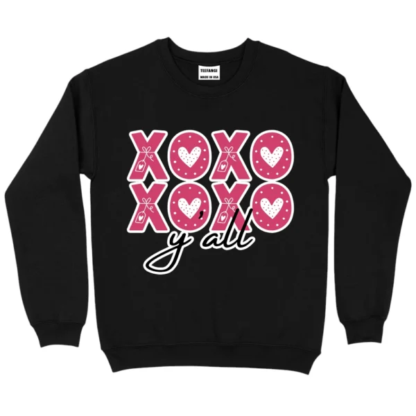 XOXO Y'all Happy Valentine's Day Sweatshirt - Black