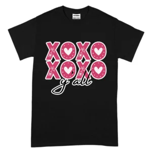 XOXO Y'all Happy Valentine's Day TShirt - Black