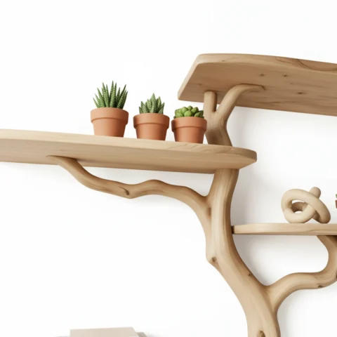 Handcrafted Tree Branch Bookshelf – Eco-Friendly Home Decor2