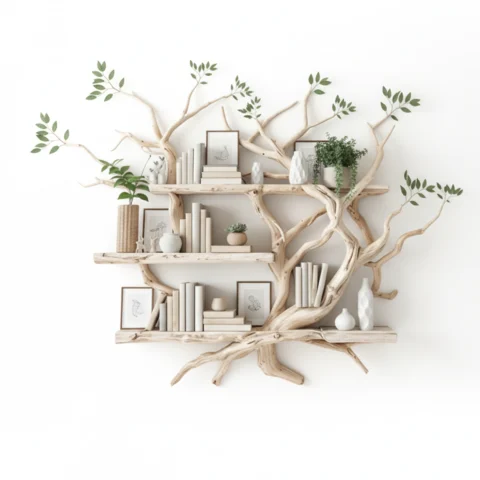 Mid Century Bookcase Corner Wall Shelf Handmade Furniture Shelves On Wall