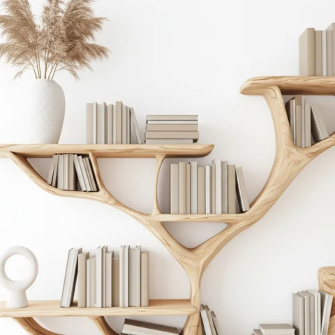 Solid Wood Floating Branch Shelf for Nature-Inspired Spaces2