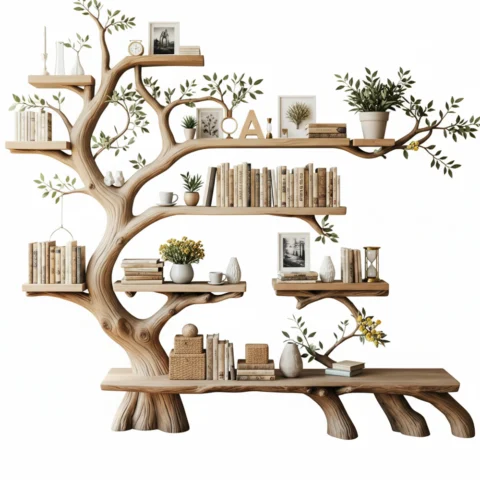 Tree Branch Wall Shelf - Handcrafted Nature-Inspired Display In Solid Wood