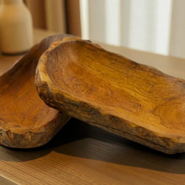 Exquisite Handcrafted Teak Root Wave Bowl