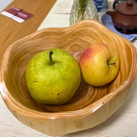 Hand-Carved Natural Wood Freeform Serving Bowl - Organic Elegance