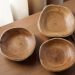Hand-Carved Natural Wood Freeform Serving Bowl - Organic Elegance