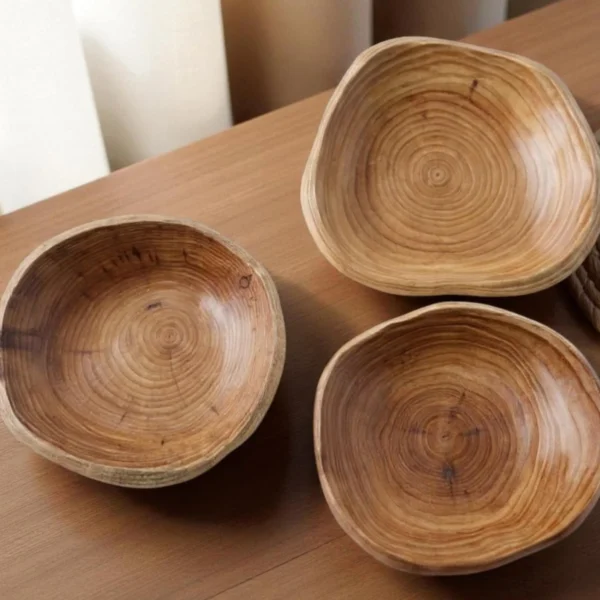 Hand-Carved Natural Wood Freeform Serving Bowl - Organic Elegance