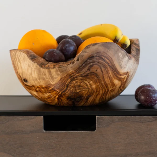 Hand-Carved Rustic Olive Wood Bowl - Unique & Enduring
