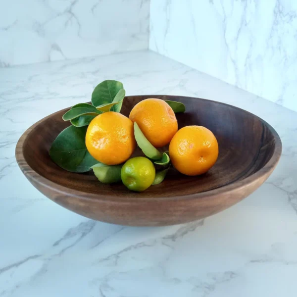Hand-Turned Walnut Wood Bowl - Dark, Rich Warmth