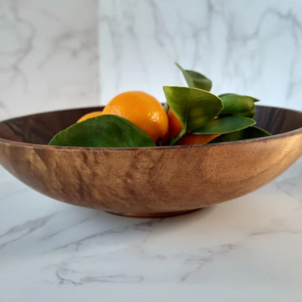 Hand-Turned Walnut Wood Bowl - Dark, Rich Warmth