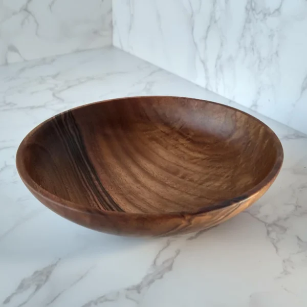 Hand-Turned Walnut Wood Bowl - Dark, Rich Warmth
