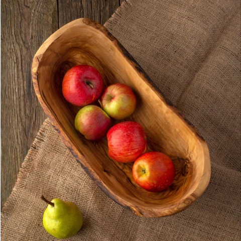 Handcrafted Olive Wood Fruit Bowl - Rustic Elegance & Versatile Use
