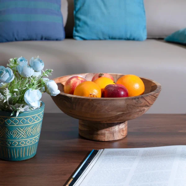Handcrafted Wooden Footed Centerpiece Bowl