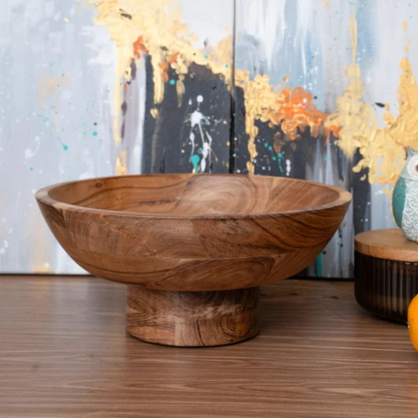 Handcrafted Wooden Footed Centerpiece Bowl