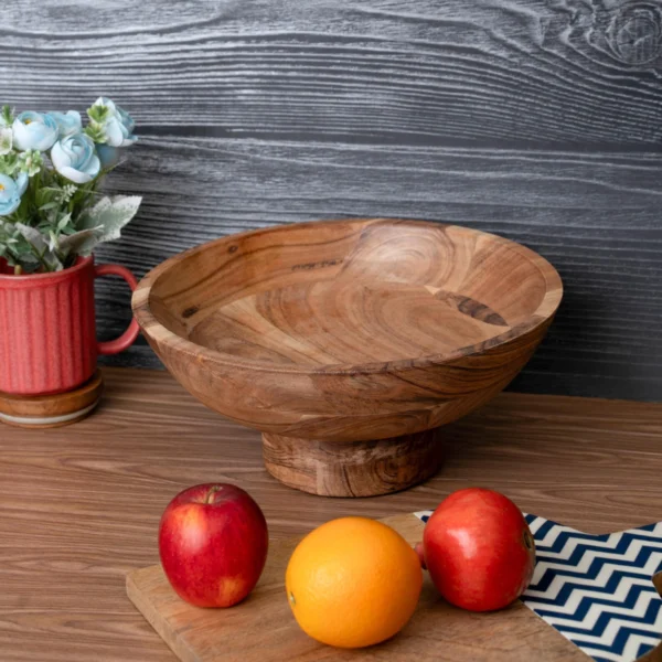 Handcrafted Wooden Footed Centerpiece Bowl