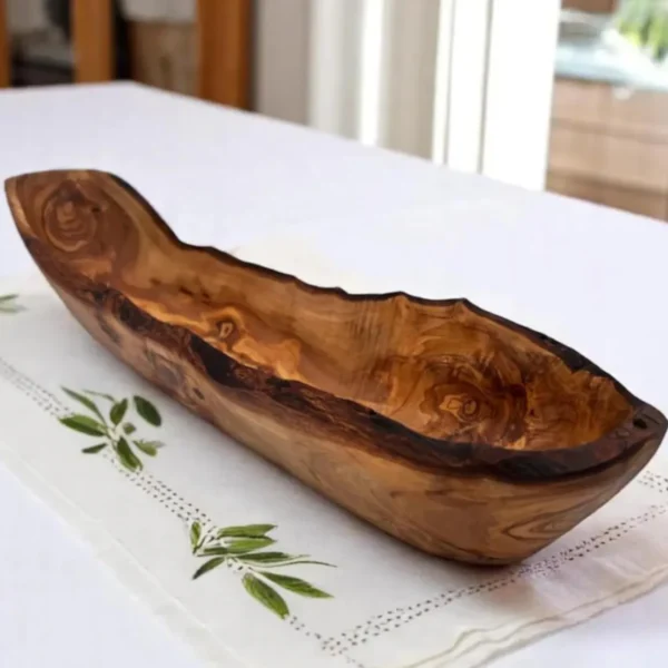 Handmade Olive Wood Oval Fruit Bowl