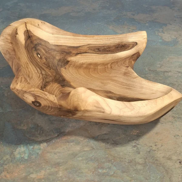 Lovely Hand-Carved Walnut Wood Bowl - Distinctive Rustic Charm