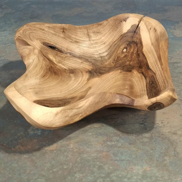Lovely Hand-Carved Walnut Wood Bowl - Distinctive Rustic Charm