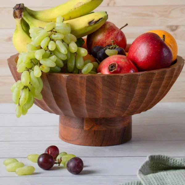 Luxe Designs Elevated Wooden Footed Bowl - Handcrafted Centerpiece