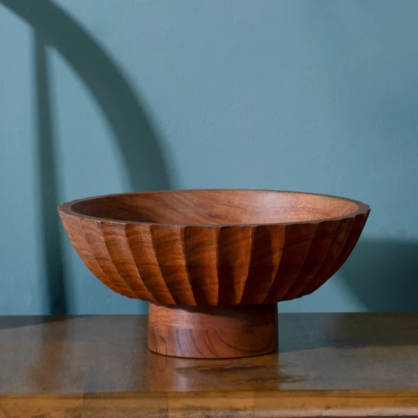 Luxe Designs Elevated Wooden Footed Bowl - Handcrafted Centerpiece