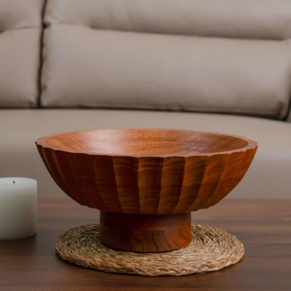 Luxe Designs Elevated Wooden Footed Bowl - Handcrafted Centerpiece