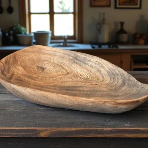 Rustic Hand-Carved Elm Wood Bowl – Charming and Unique2