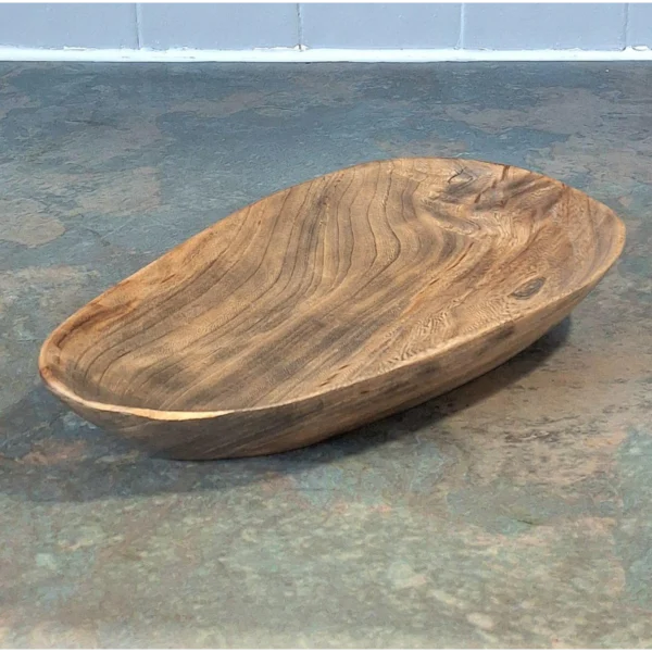Rustic Hand-Carved Elm Wood Bowl - Charming and Unique