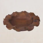 Teak Petal Bowl: Hand-Carved Sculptural Centerpiece