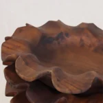 Teak Petal Bowl: Hand-Carved Sculptural Centerpiece